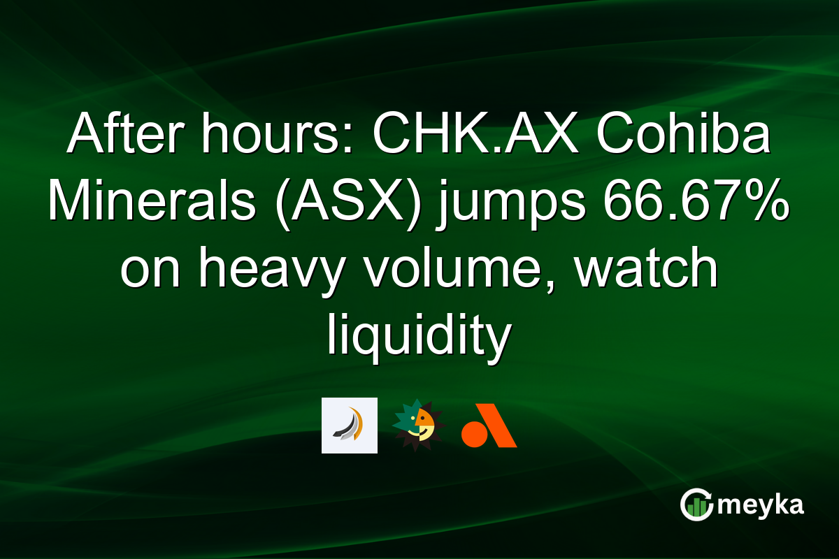 After hours: CHK.AX Cohiba Minerals (ASX) jumps 66.67% on heavy volume, watch liquidity