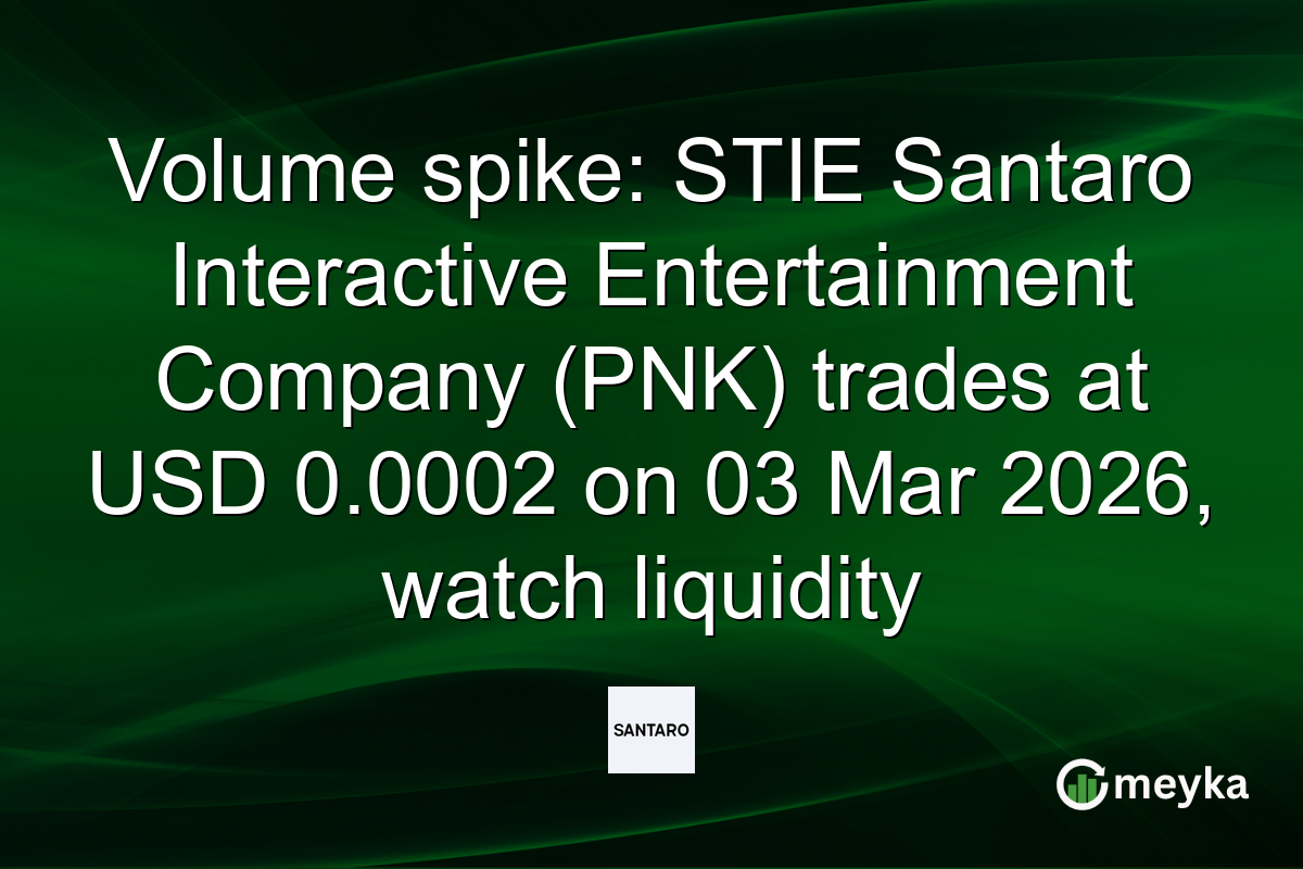 Volume spike: STIE Santaro Interactive Entertainment Company (PNK) trades at USD 0.0002 on 03 Mar 2026, watch liquidity
