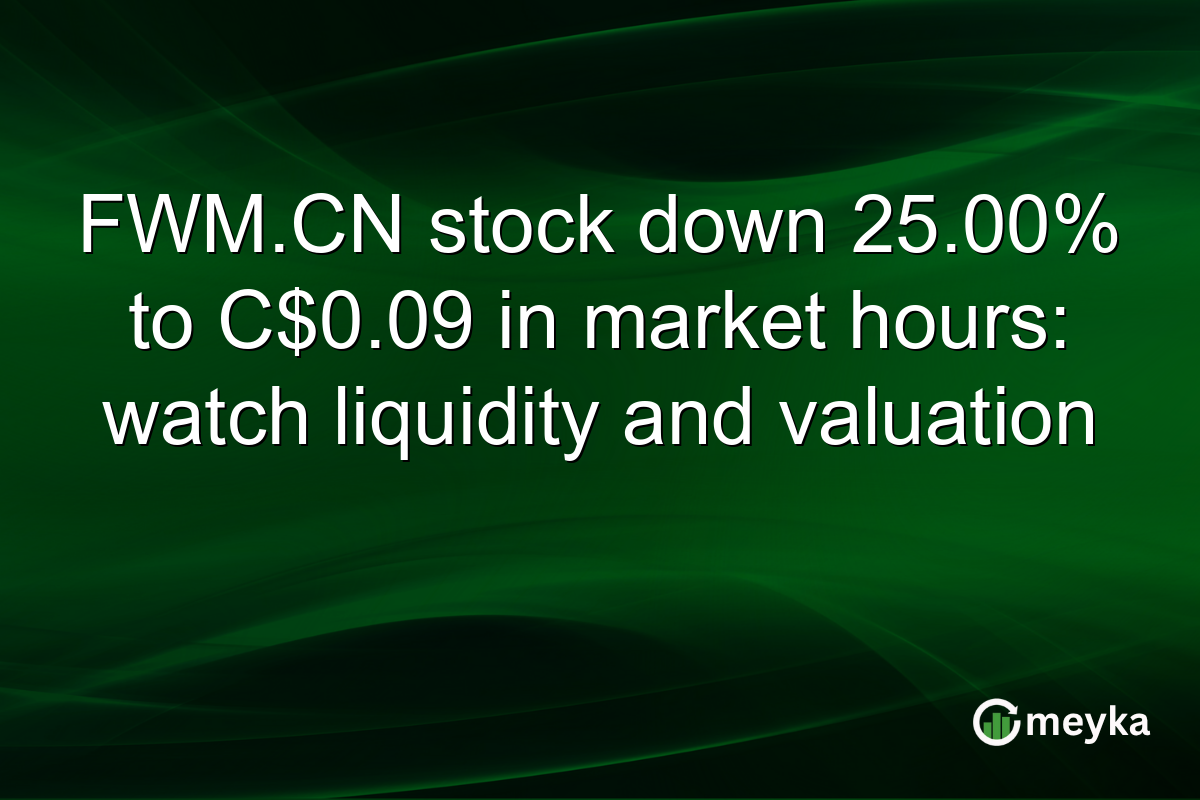 FWM.CN stock down 25.00% to C$0.09 in market hours: watch liquidity and valuation