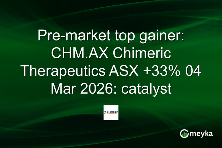 Pre-market top gainer: CHM.AX Chimeric Therapeutics ASX +33% 04 Mar 2026: catalyst