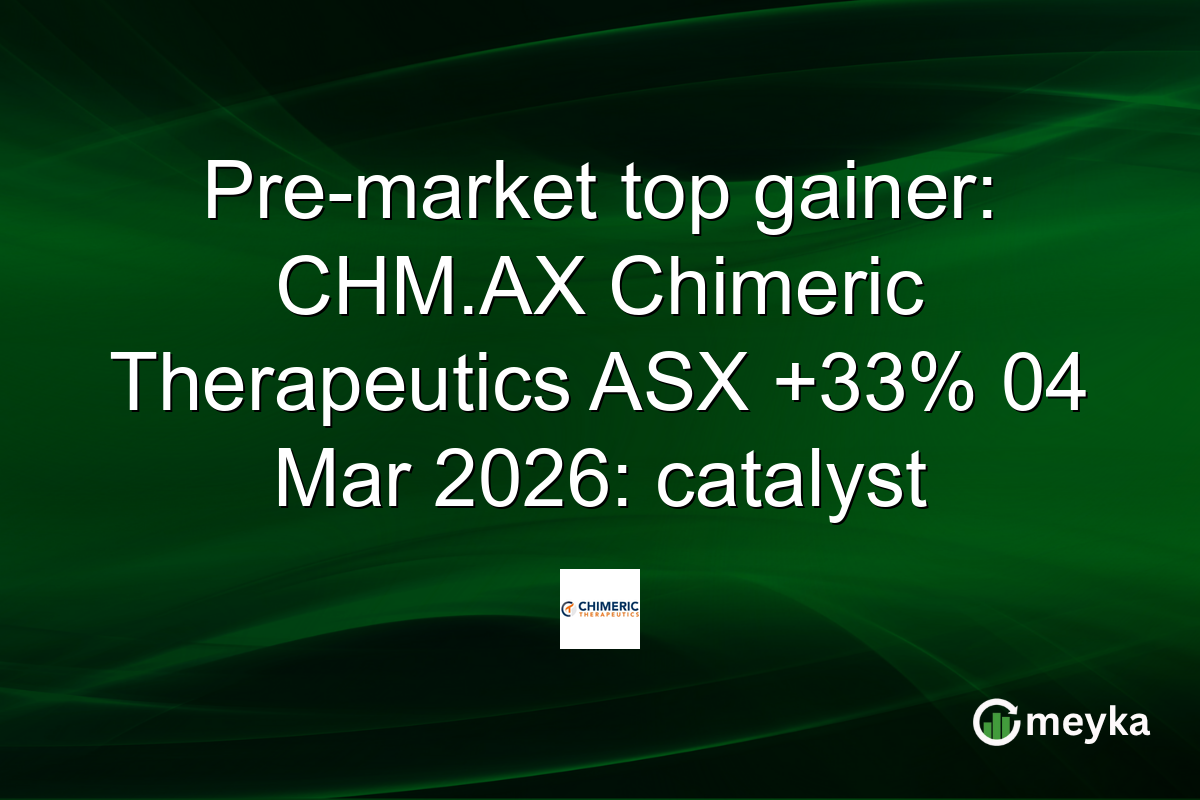 Pre-market top gainer: CHM.AX Chimeric Therapeutics ASX +33% 04 Mar 2026: catalyst