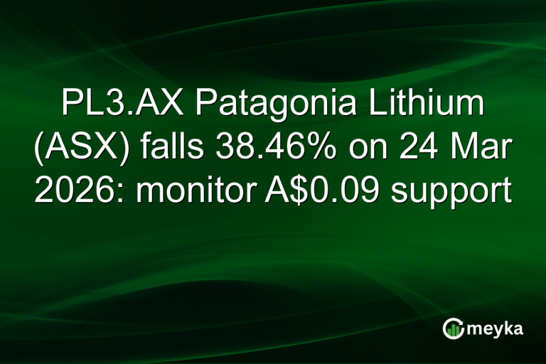 PL3.AX Patagonia Lithium (ASX) falls 38.46% on 24 Mar 2026: monitor A$0.09 support