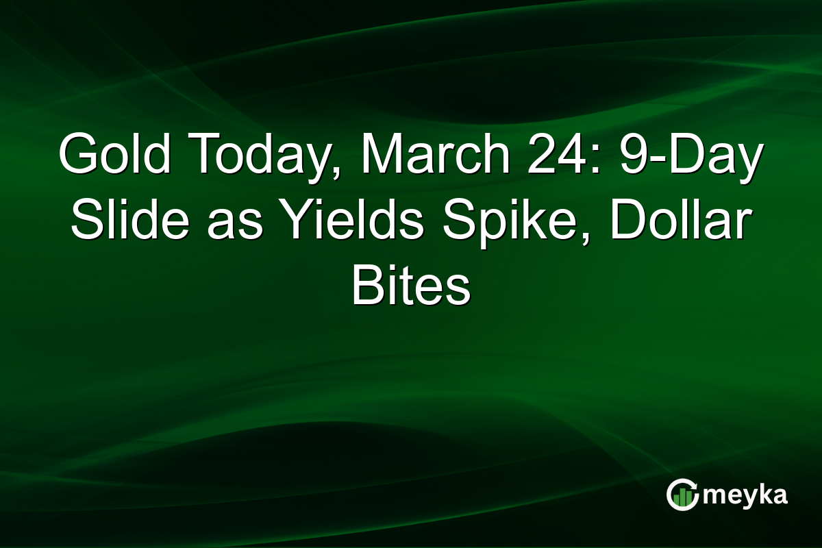 Gold Today, March 24: 9-Day Slide as Yields Spike, Dollar Bites