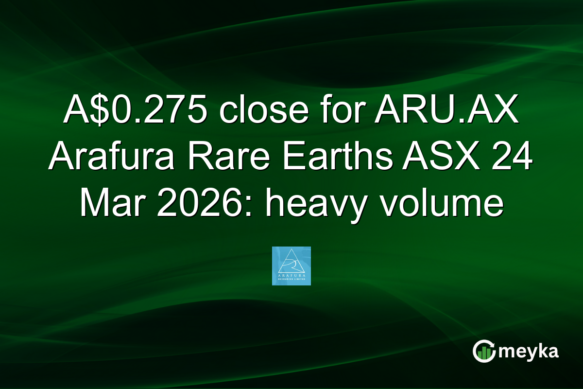 A$0.275 close for ARU.AX Arafura Rare Earths ASX 24 Mar 2026: heavy volume