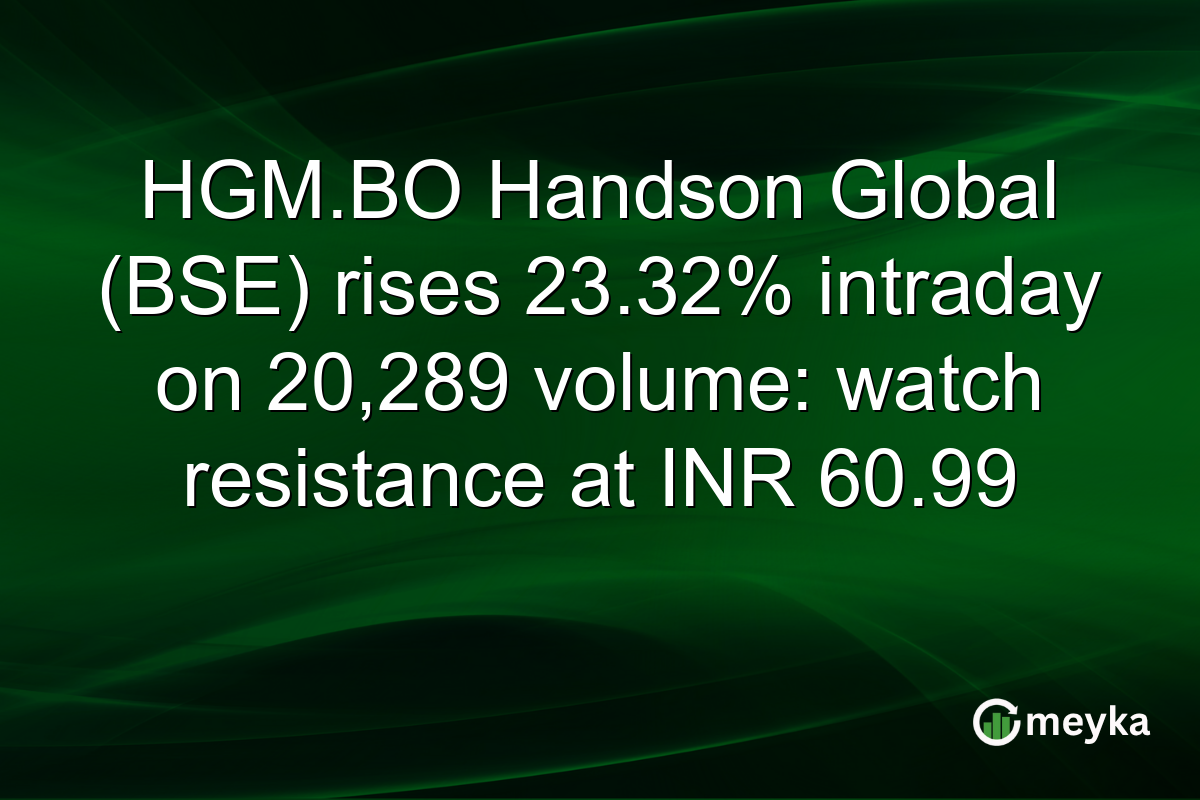 HGM.BO Handson Global (BSE) rises 23.32% intraday on 20,289 volume: watch resistance at INR 60.99