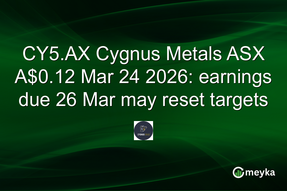 CY5.AX Cygnus Metals ASX A$0.12 Mar 24 2026: earnings due 26 Mar may reset targets
