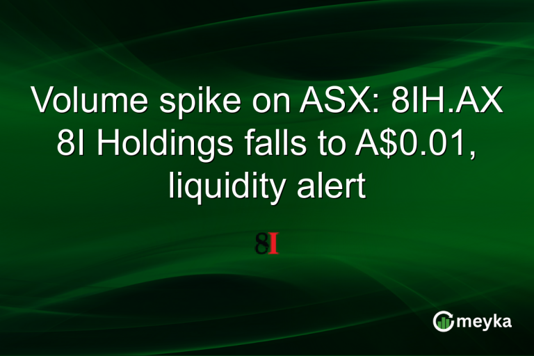 Volume spike on ASX: 8IH.AX 8I Holdings falls to A$0.01, liquidity alert