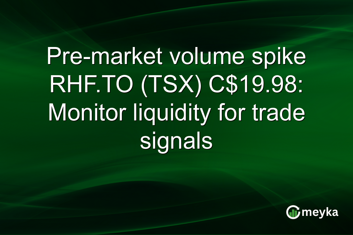 Pre-market volume spike RHF.TO (TSX) C$19.98: Monitor liquidity for trade signals