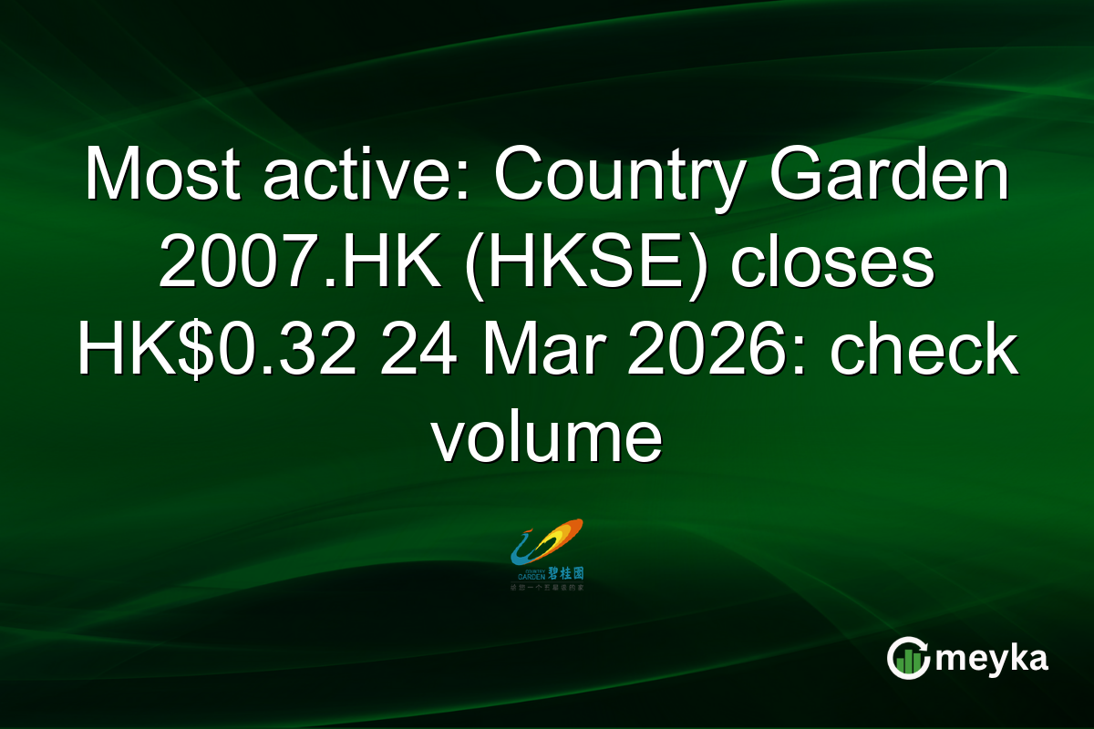 Most active: Country Garden 2007.HK (HKSE) closes HK$0.32 24 Mar 2026: check volume