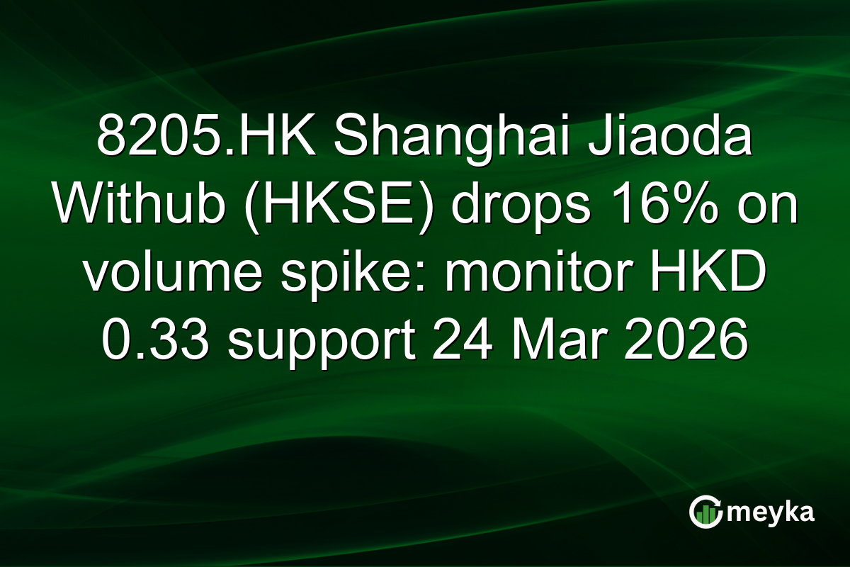 8205.HK Shanghai Jiaoda Withub (HKSE) drops 16% on volume spike: monitor HKD 0.33 support 24 Mar 2026
