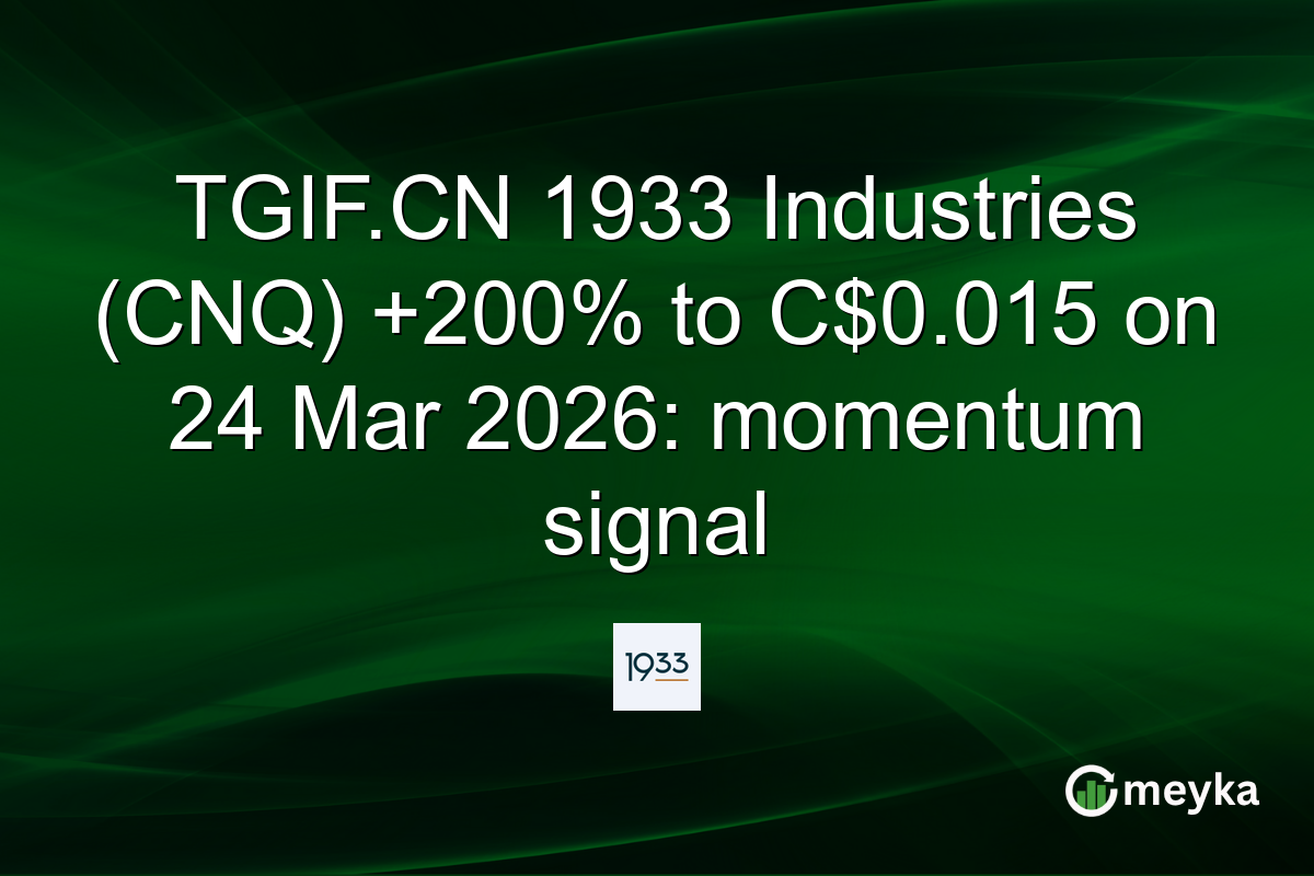 TGIF.CN 1933 Industries (CNQ) +200% to C$0.015 on 24 Mar 2026: momentum signal