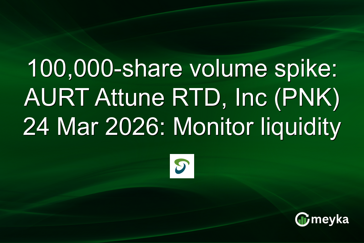 100,000-share volume spike: AURT Attune RTD, Inc (PNK) 24 Mar 2026: Monitor liquidity