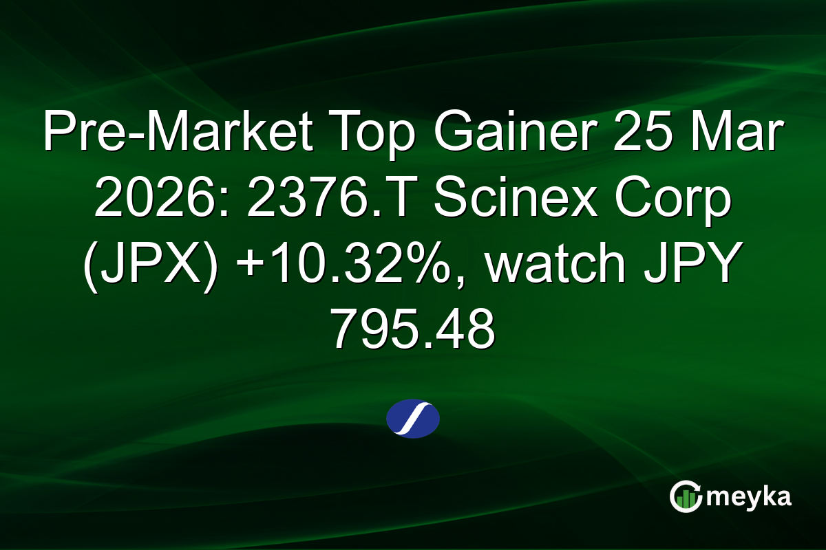 Pre-Market Top Gainer 25 Mar 2026: 2376.T Scinex Corp (JPX) +10.32%, watch JPY 795.48