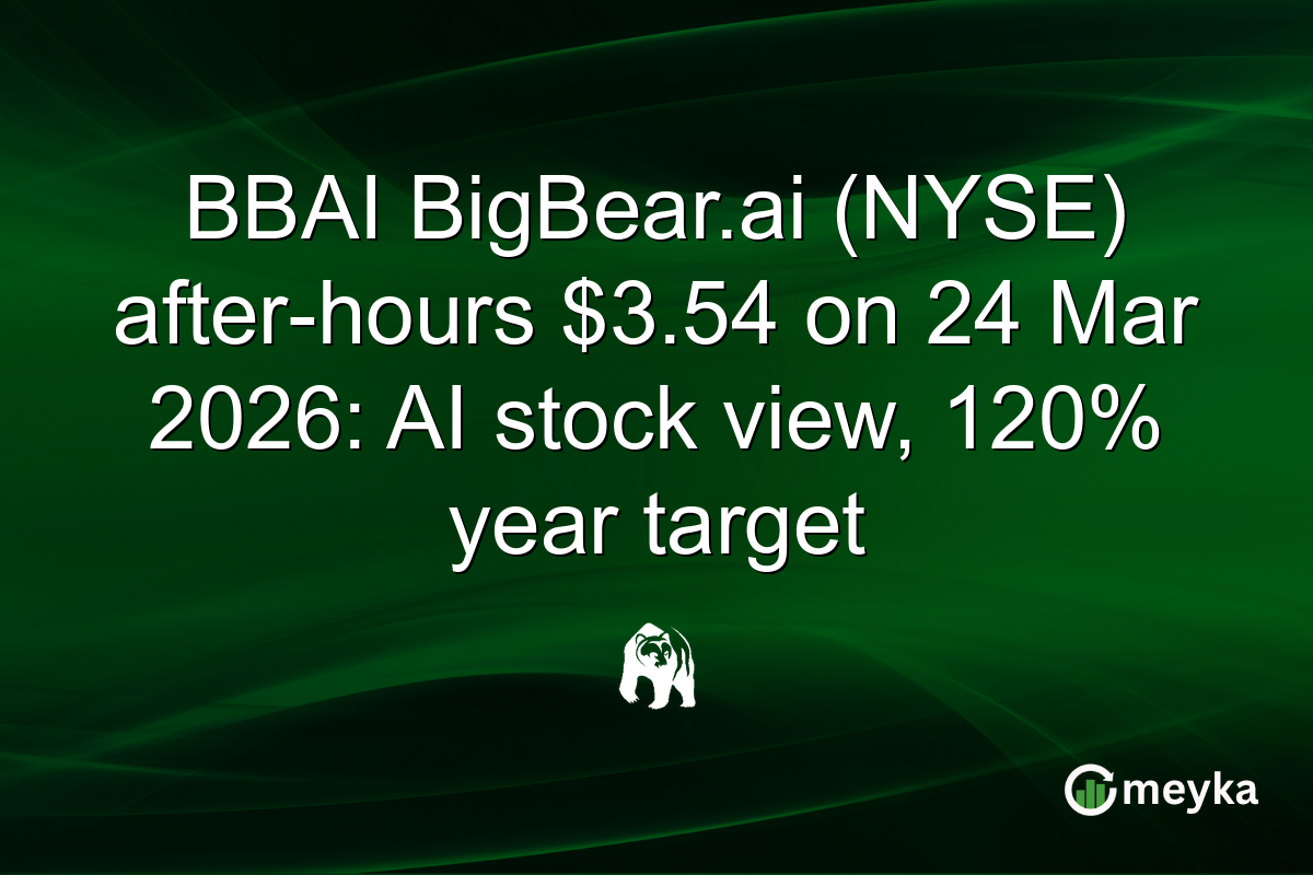 BBAI BigBear.ai (NYSE) after-hours $3.54 on 24 Mar 2026: AI stock view, 120% year target