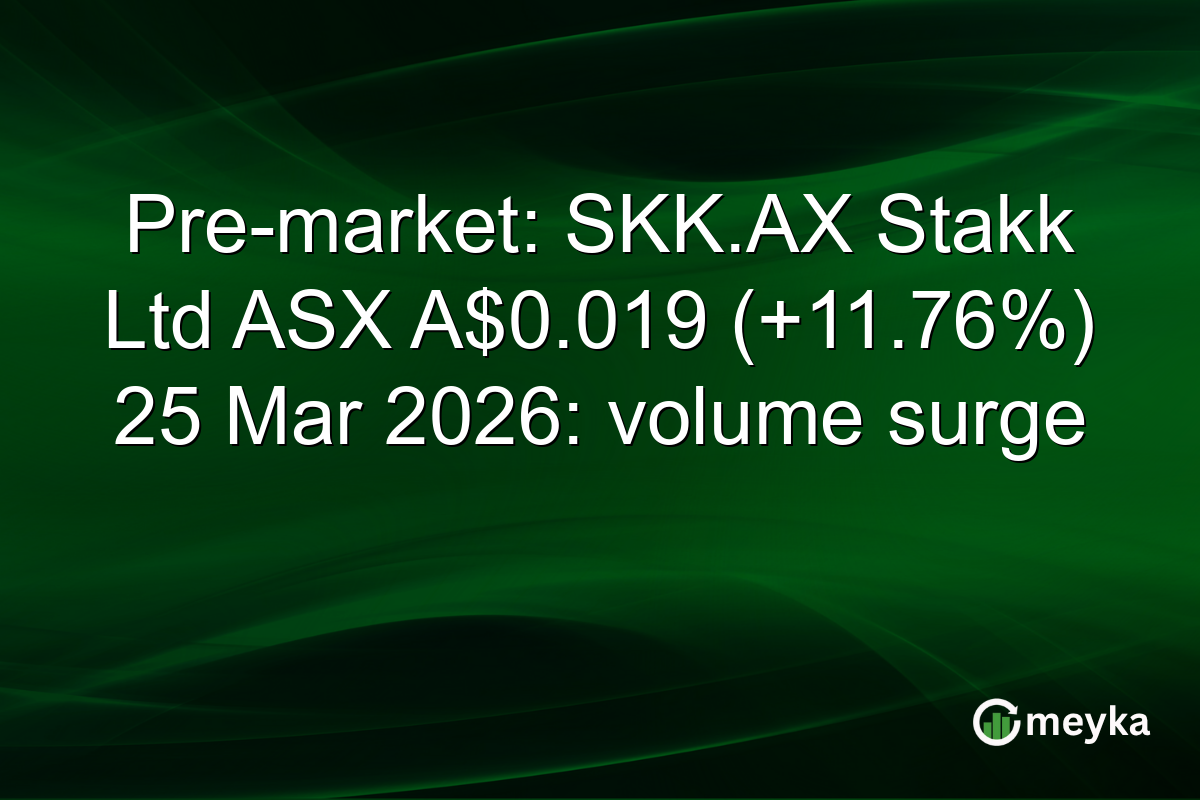 Pre-market: SKK.AX Stakk Ltd ASX A$0.019 (+11.76%) 25 Mar 2026: volume surge