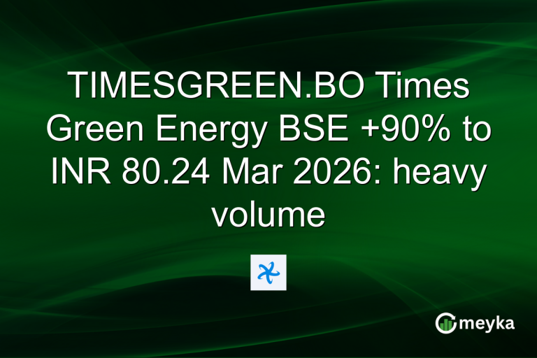 TIMESGREEN.BO Times Green Energy BSE +90% to INR 80.24 Mar 2026: heavy volume
