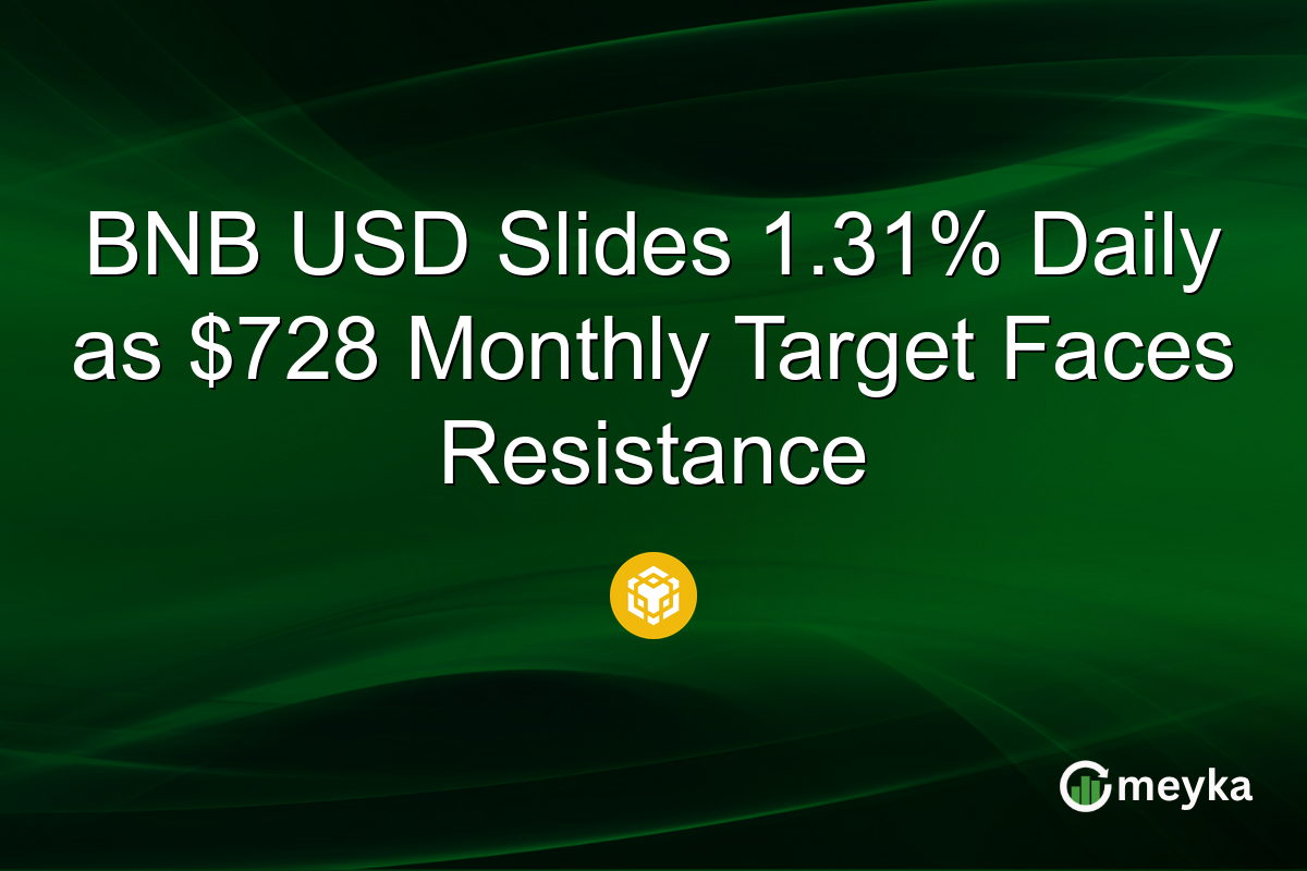 BNB USD Slides 1.31% Daily as $728 Monthly Target Faces Resistance