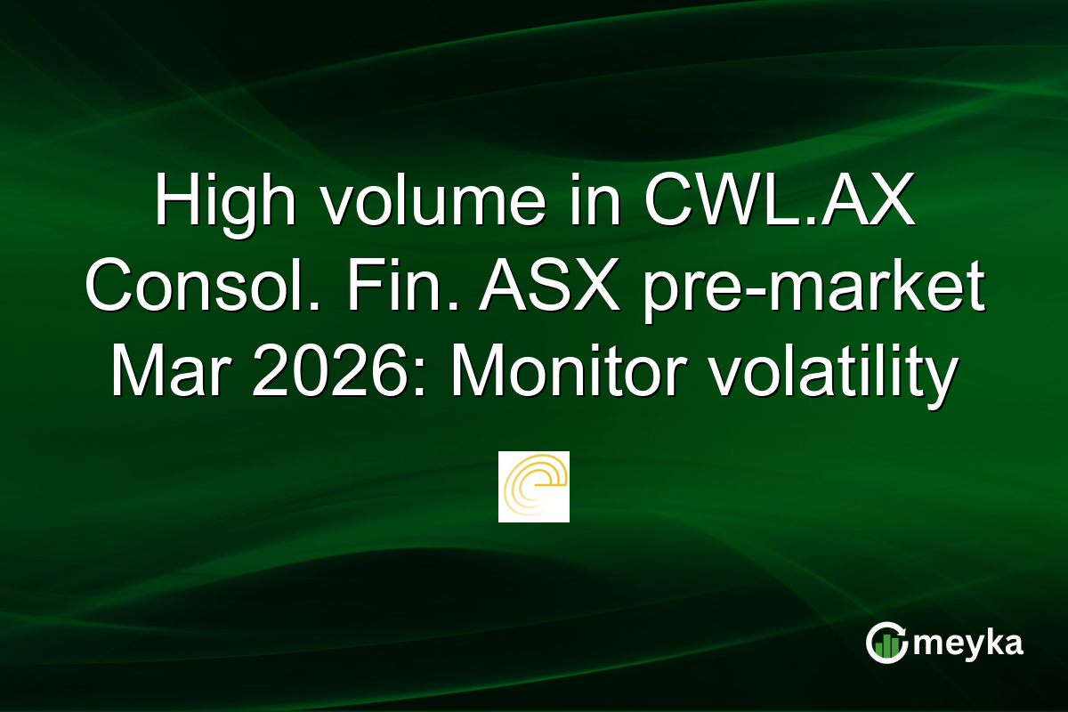 High volume in CWL.AX Consol. Fin. ASX pre-market Mar 2026: Monitor volatility