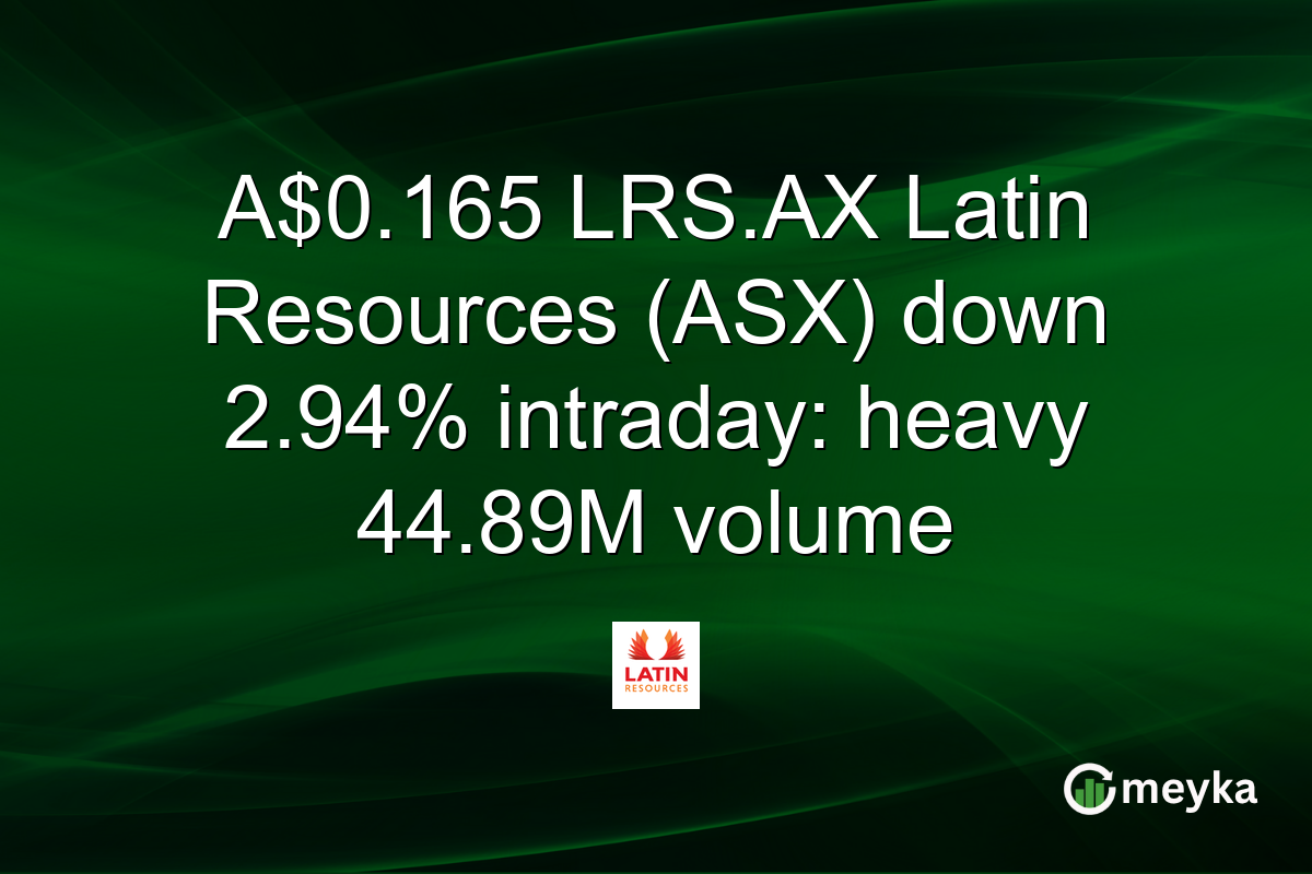 A$0.165 LRS.AX Latin Resources (ASX) down 2.94% intraday: heavy 44.89M volume