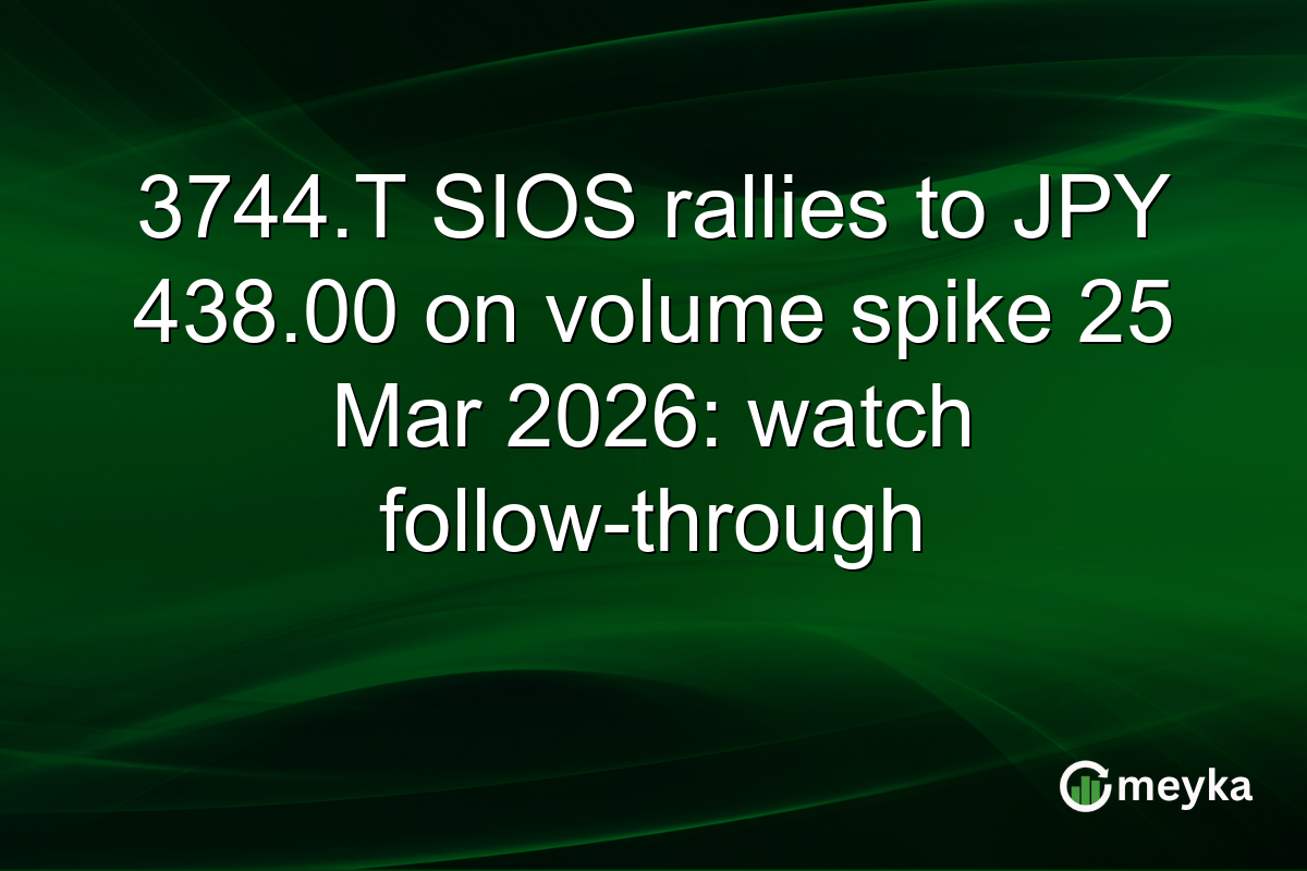 3744.T SIOS rallies to JPY 438.00 on volume spike 25 Mar 2026: watch follow-through
