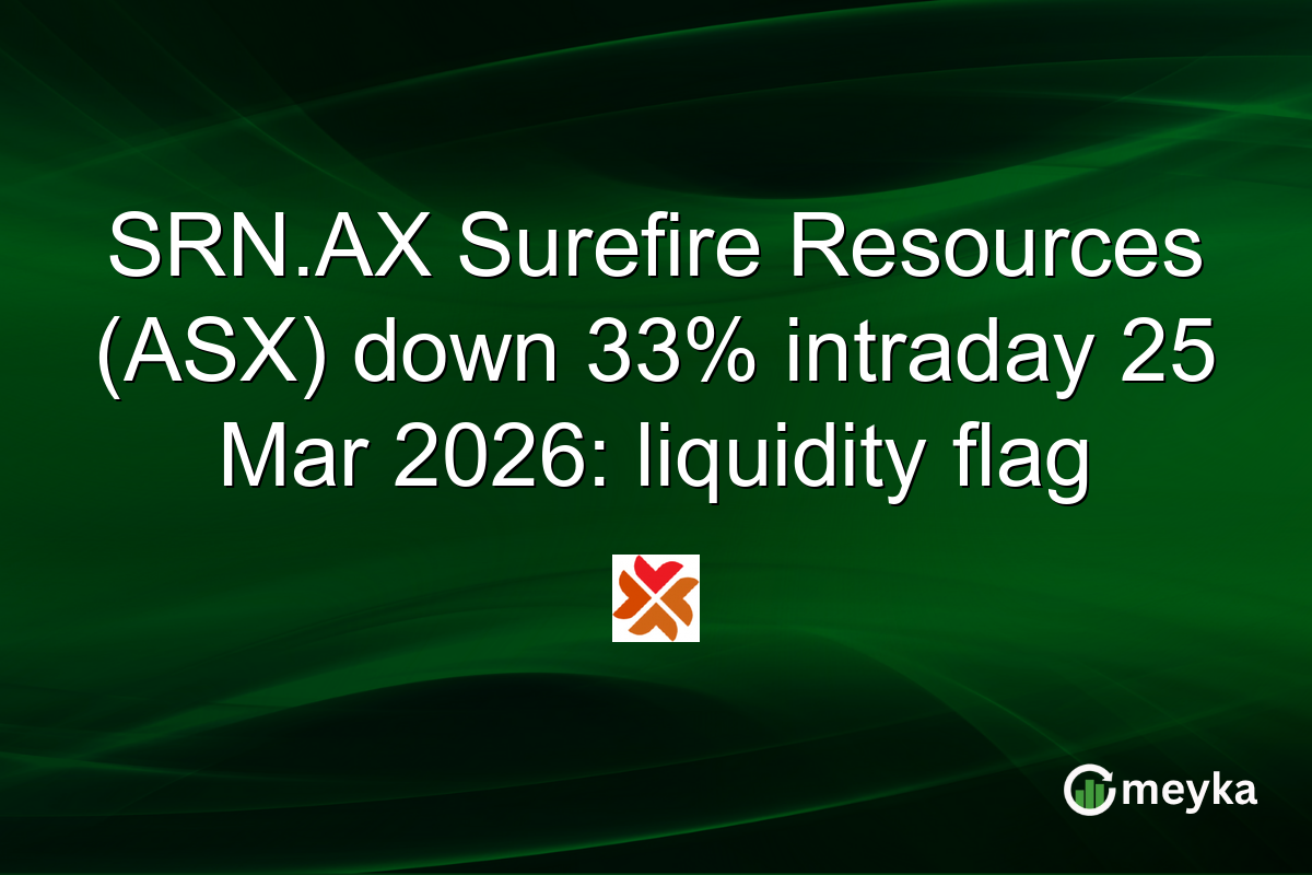 SRN.AX Surefire Resources (ASX) down 33% intraday 25 Mar 2026: liquidity flag