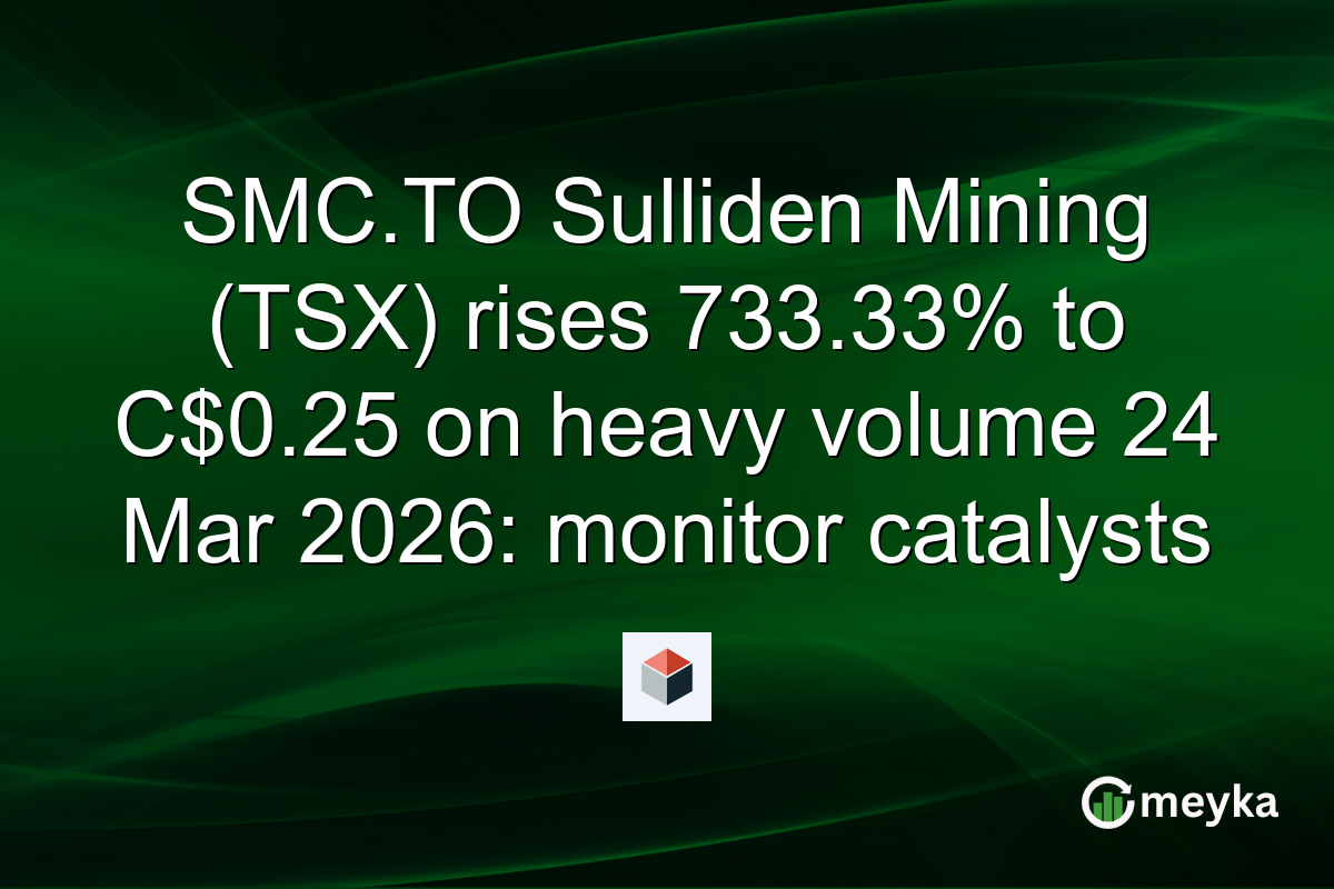 SMC.TO Sulliden Mining (TSX) rises 733.33% to C$0.25 on heavy volume 24 Mar 2026: monitor catalysts