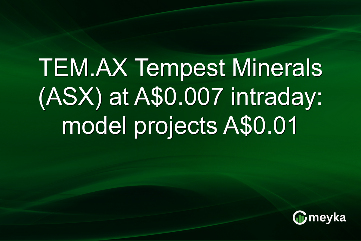 TEM.AX Tempest Minerals (ASX) at A$0.007 intraday: model projects A$0.01