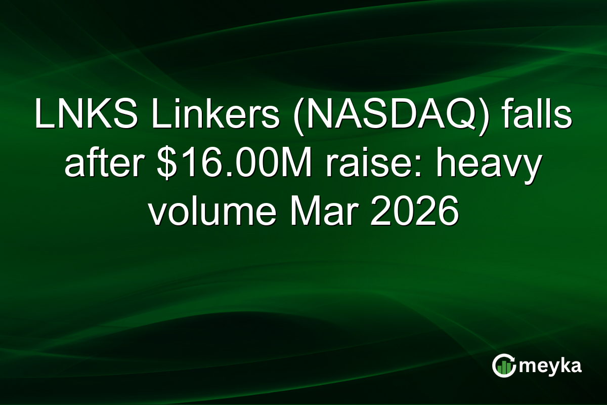 LNKS Linkers (NASDAQ) falls after $16.00M raise: heavy volume Mar 2026