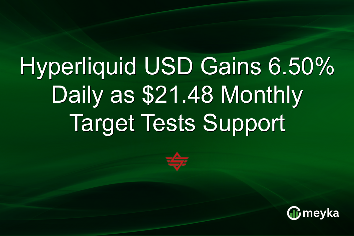 Hyperliquid USD Gains 6.50% Daily as $21.48 Monthly Target Tests Support
