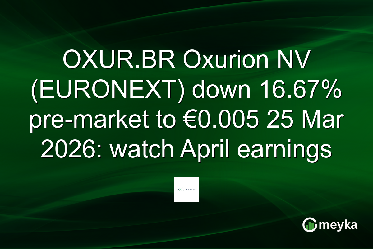 OXUR.BR Oxurion NV (EURONEXT) down 16.67% pre-market to €0.005 25 Mar 2026: watch April earnings