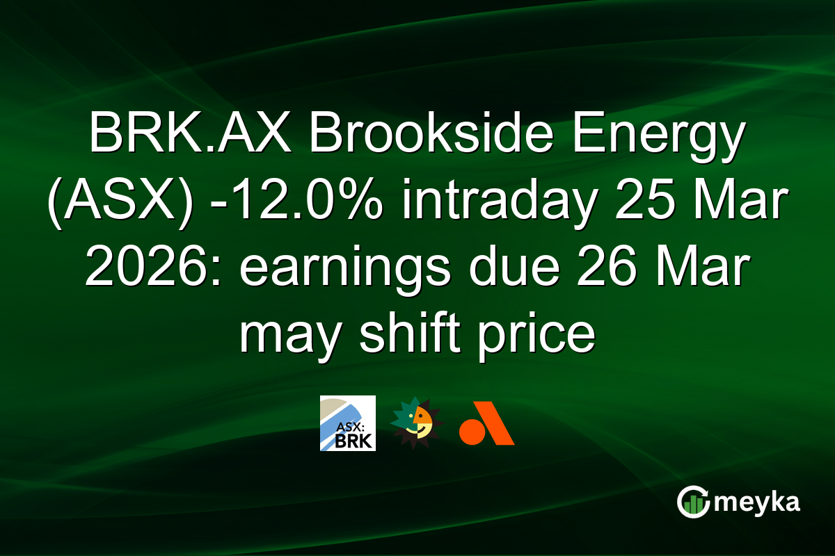 BRK.AX Brookside Energy (ASX) -12.0% intraday 25 Mar 2026: earnings due 26 Mar may shift price