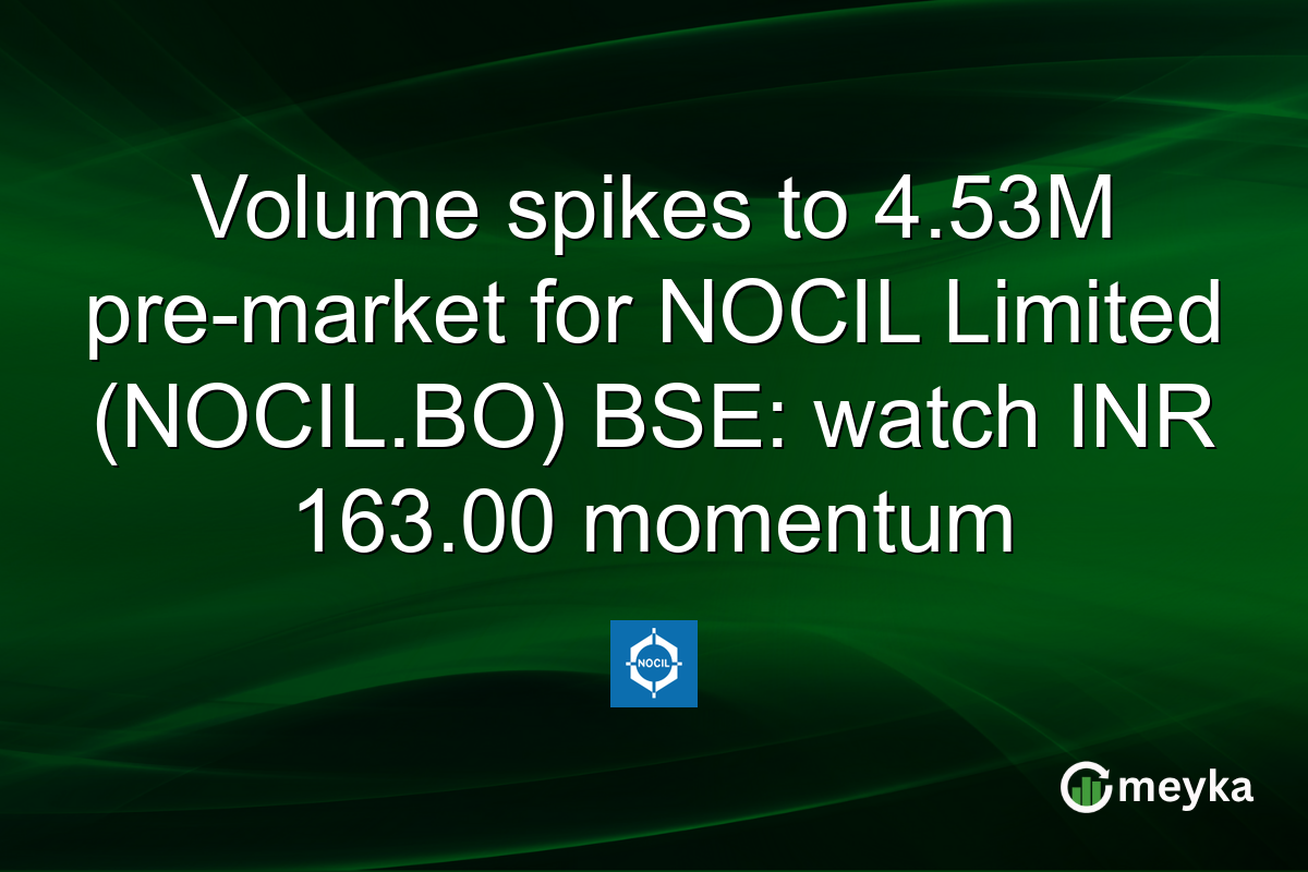 Volume spikes to 4.53M pre-market for NOCIL Limited (NOCIL.BO) BSE: watch INR 163.00 momentum