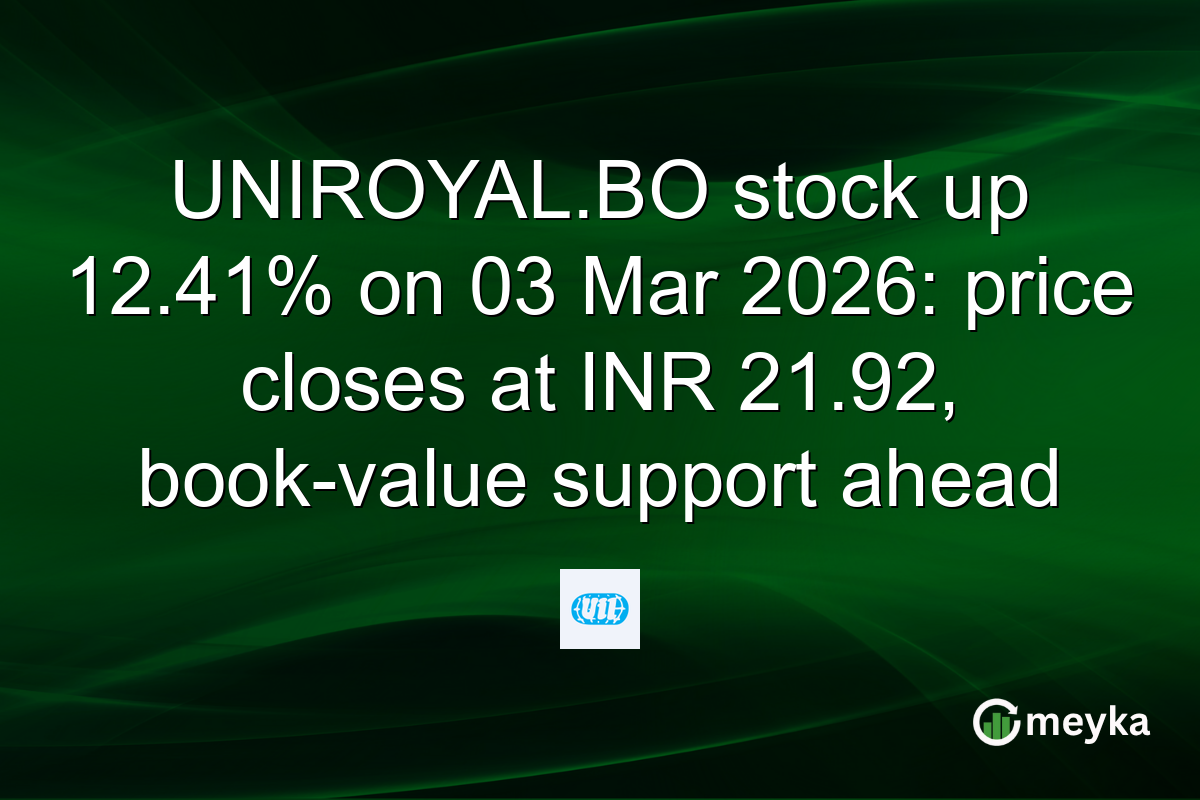 UNIROYAL.BO stock up 12.41% on 03 Mar 2026: price closes at INR 21.92, book-value support ahead