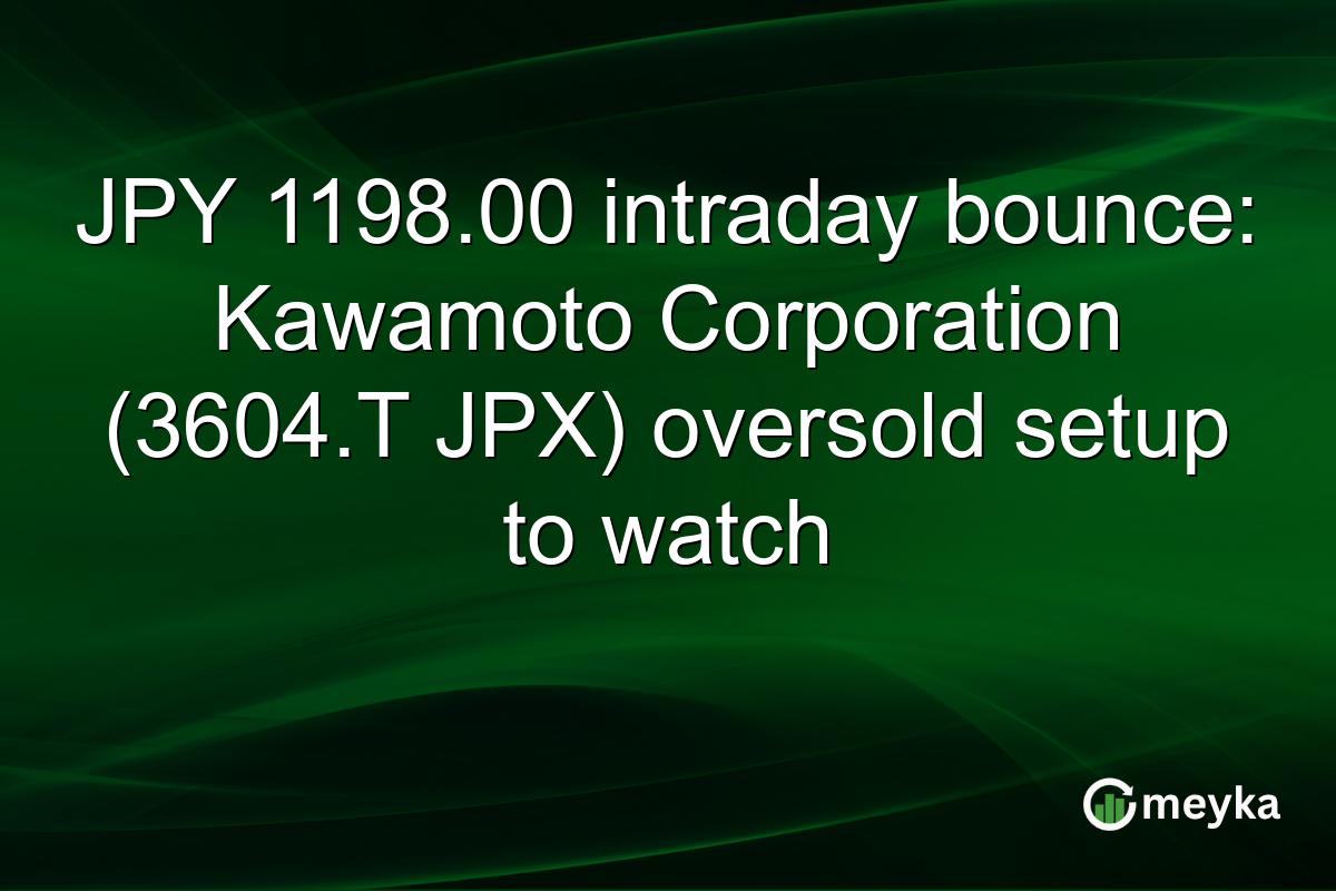 JPY 1198.00 intraday bounce: Kawamoto Corporation (3604.T JPX) oversold setup to watch