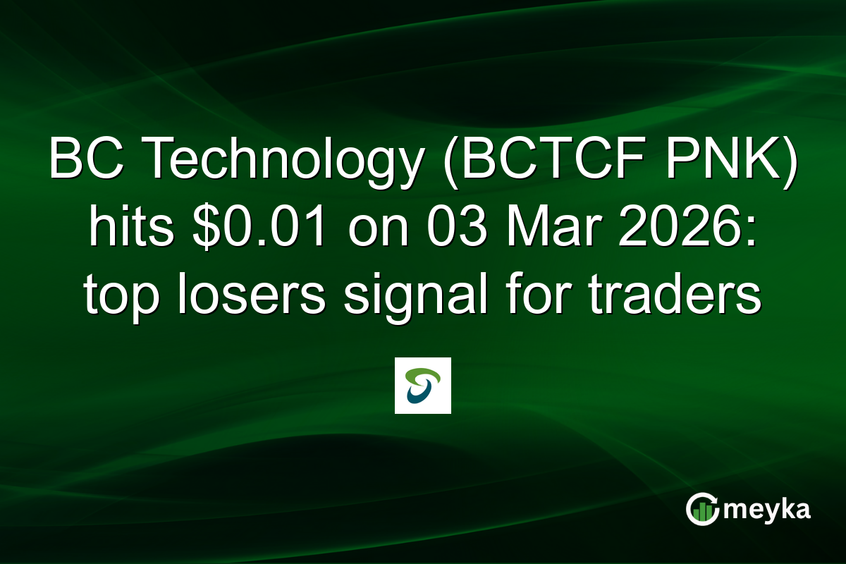 BC Technology (BCTCF PNK) hits $0.01 on 03 Mar 2026: top losers signal for traders
