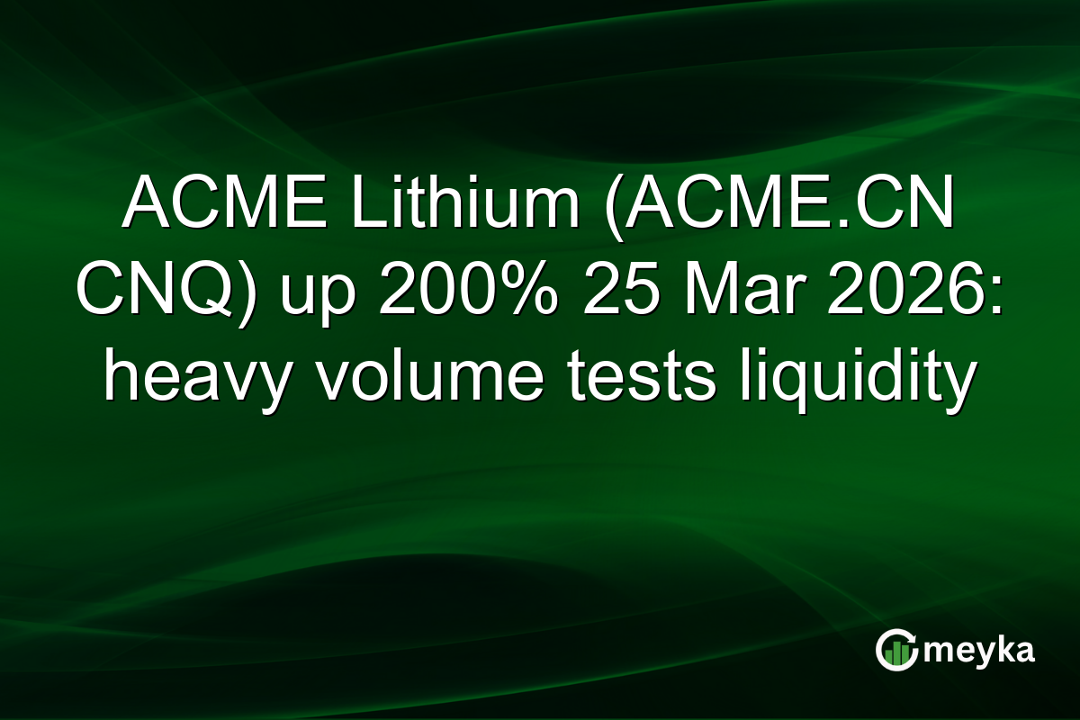 ACME Lithium (ACME.CN CNQ) up 200% 25 Mar 2026: heavy volume tests liquidity