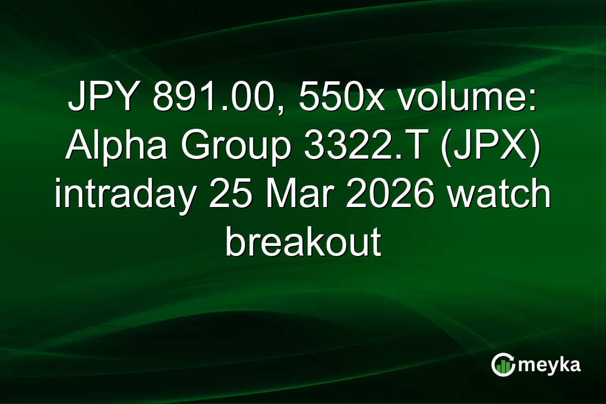 JPY 891.00, 550x volume: Alpha Group 3322.T (JPX) intraday 25 Mar 2026 watch breakout