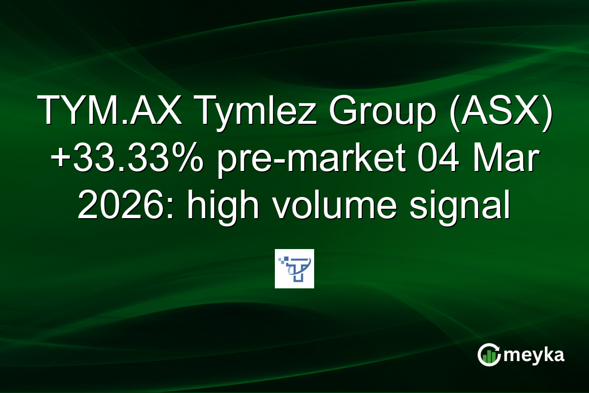 TYM.AX Tymlez Group (ASX) +33.33% pre-market 04 Mar 2026: high volume signal