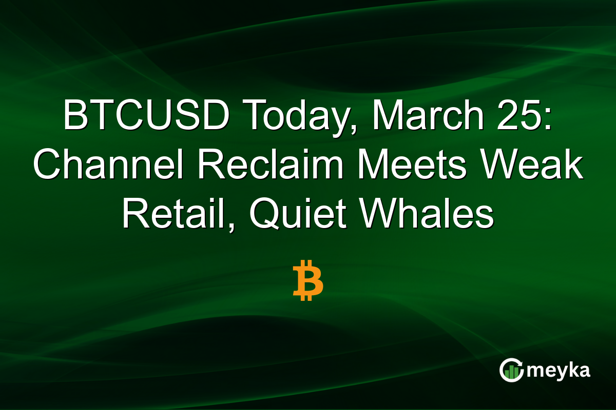 BTCUSD Today, March 25: Channel Reclaim Meets Weak Retail, Quiet Whales