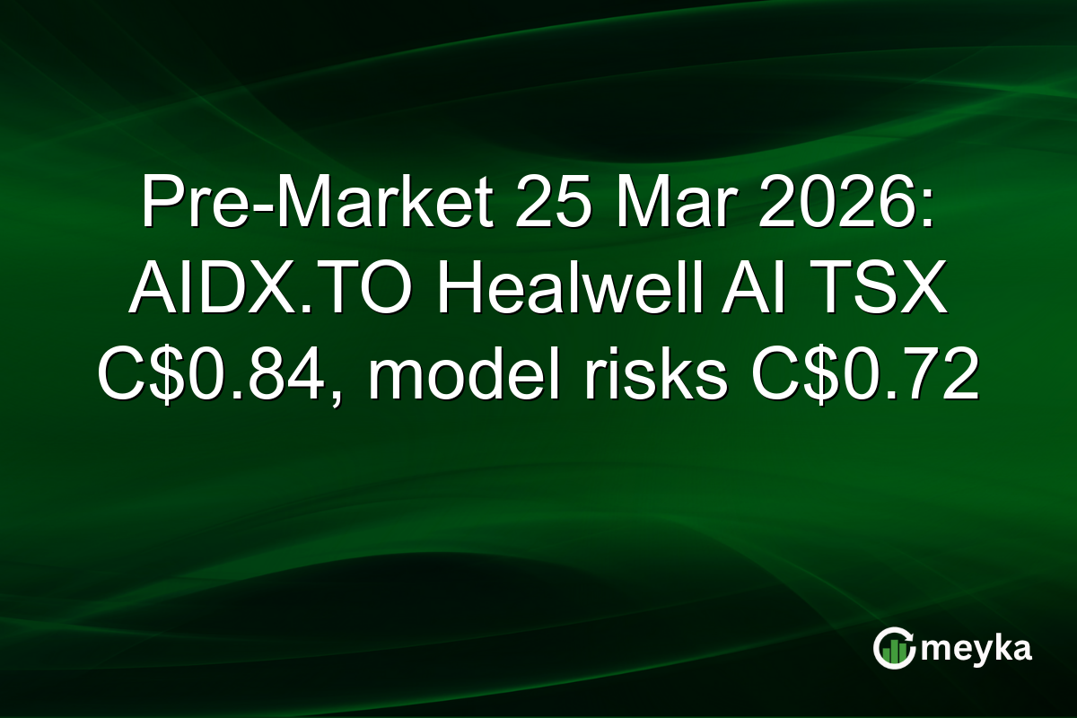 Pre-Market 25 Mar 2026: AIDX.TO Healwell AI TSX C$0.84, model risks C$0.72