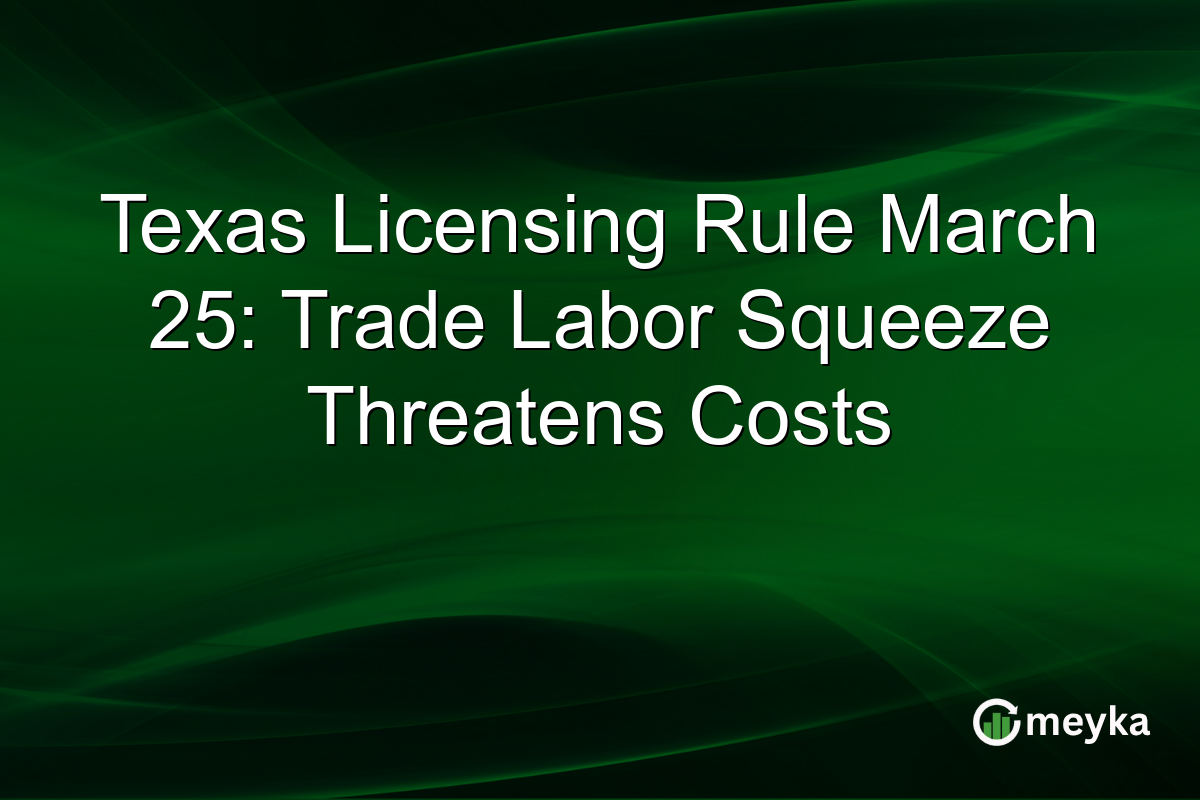Texas Licensing Rule March 25: Trade Labor Squeeze Threatens Costs