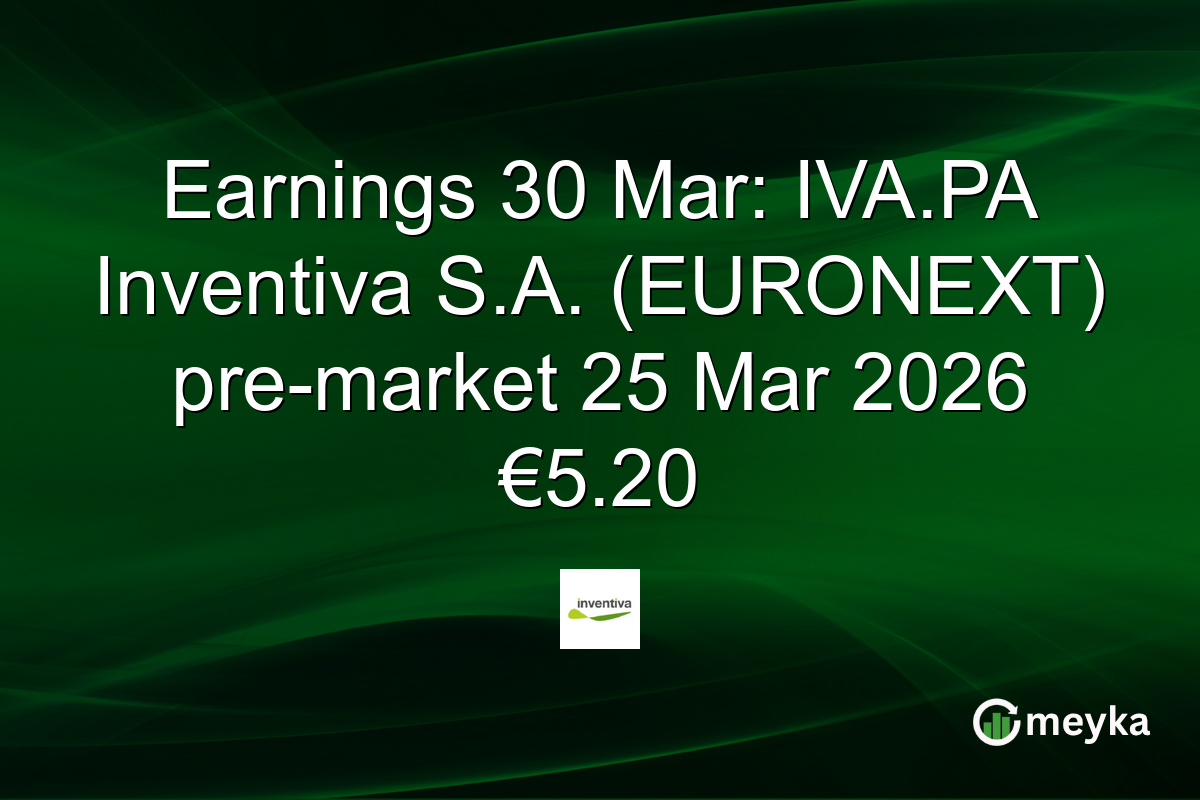 Earnings 30 Mar: IVA.PA Inventiva S.A. (EURONEXT) pre-market 25 Mar 2026 €5.20
