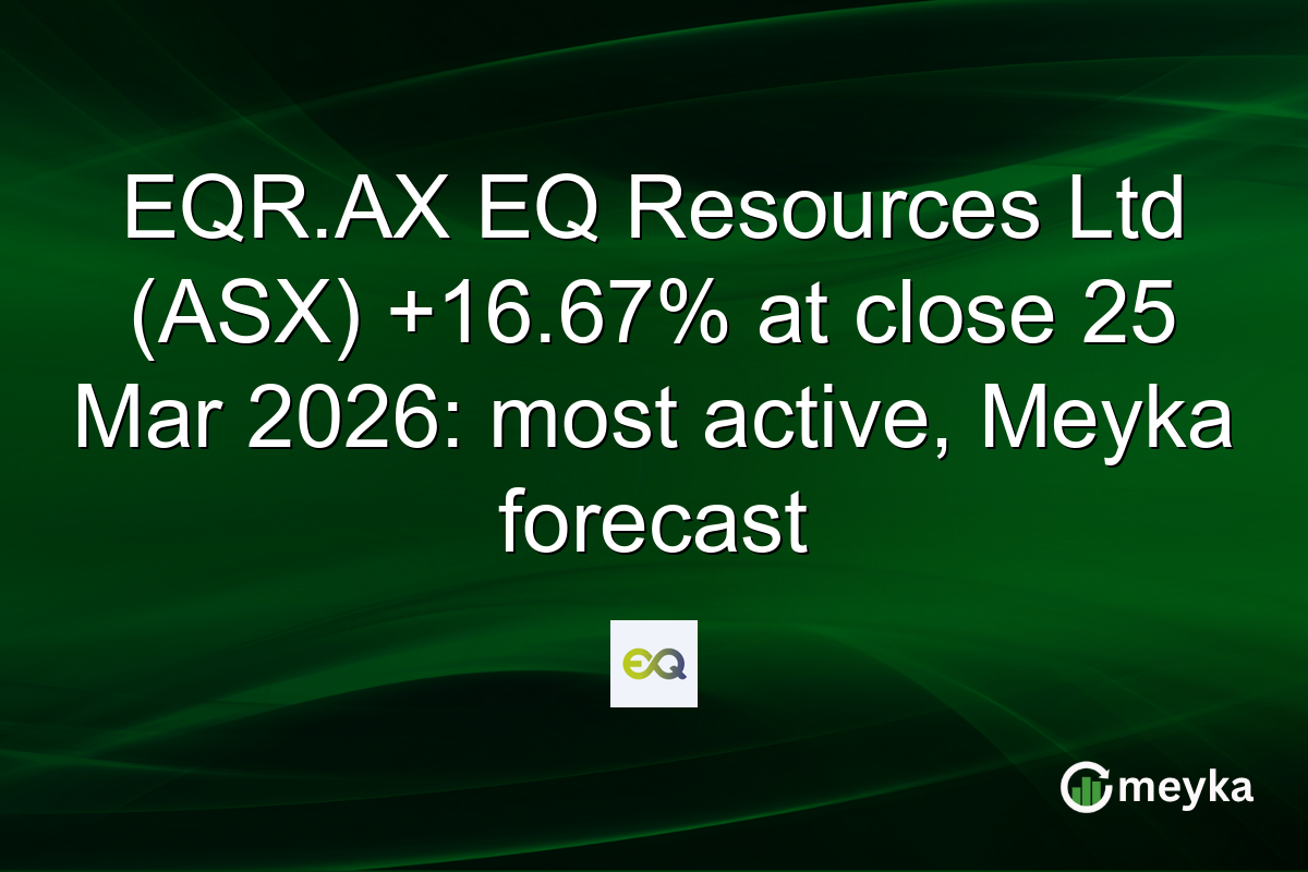 EQR.AX EQ Resources Ltd (ASX) +16.67% at close 25 Mar 2026: most active, Meyka forecast