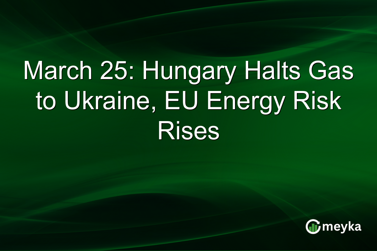 March 25: Hungary Halts Gas to Ukraine, EU Energy Risk Rises