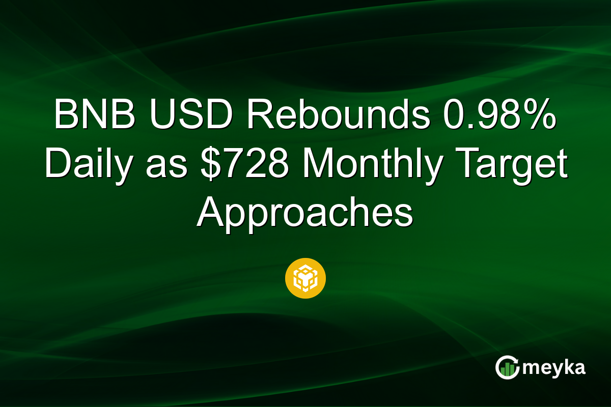BNB USD Rebounds 0.98% Daily as $728 Monthly Target Approaches
