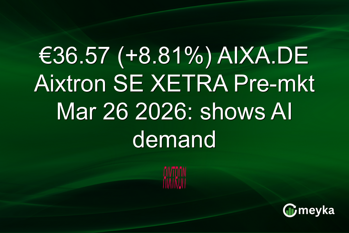 €36.57 (+8.81%) AIXA.DE Aixtron SE XETRA Pre-mkt Mar 26 2026: shows AI demand
