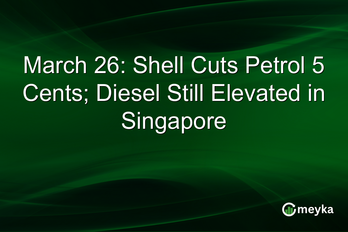 March 26: Shell Cuts Petrol 5 Cents; Diesel Still Elevated in Singapore