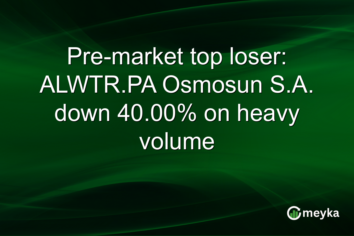 Pre-market top loser: ALWTR.PA Osmosun S.A. down 40.00% on heavy volume