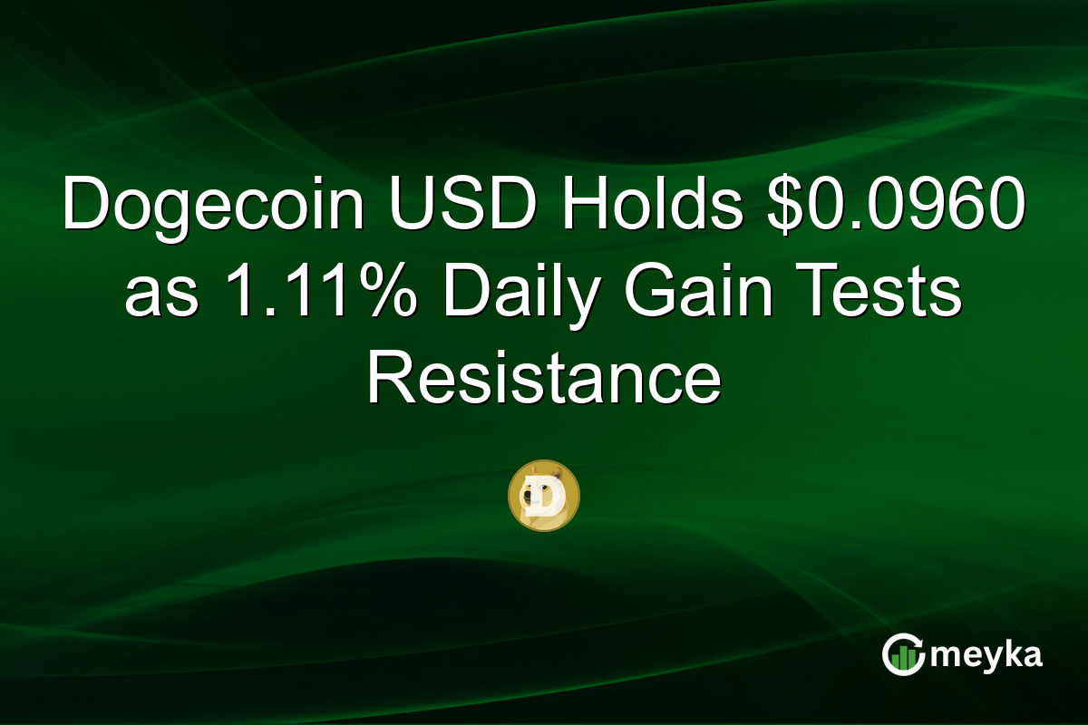 Dogecoin USD Holds $0.0960 as 1.11% Daily Gain Tests Resistance