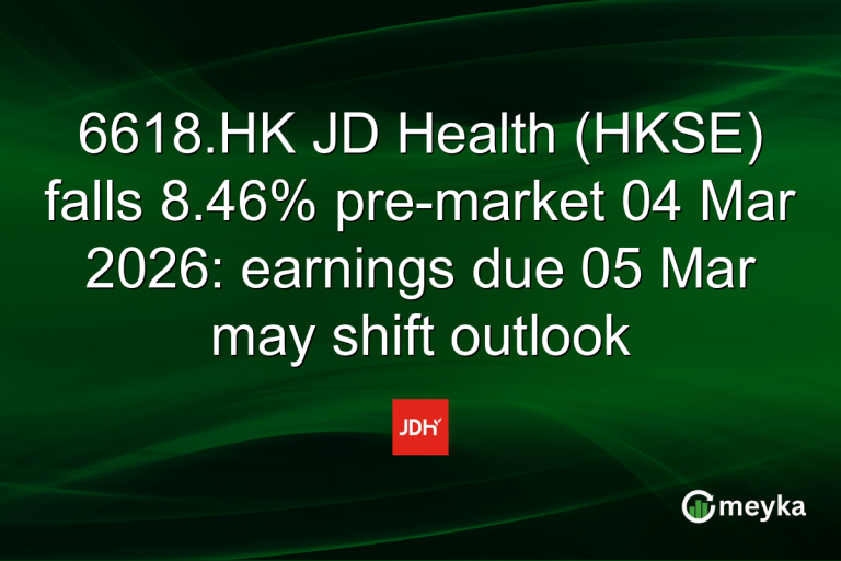 6618.HK JD Health (HKSE) falls 8.46% pre-market 04 Mar 2026: earnings due 05 Mar may shift outlook